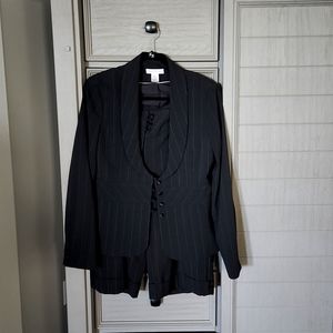 Ladies pin stripe suit jacket with long shorts